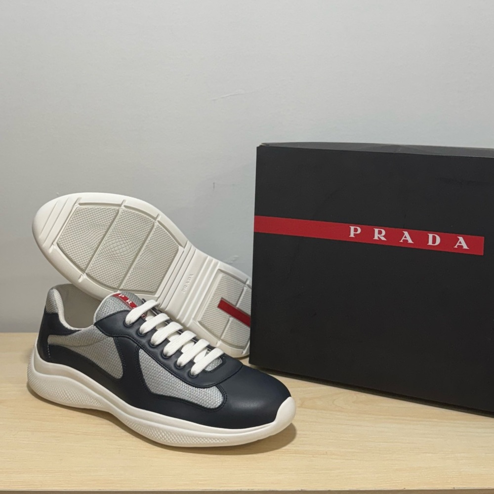 Prada Men's Black and White Sneakers